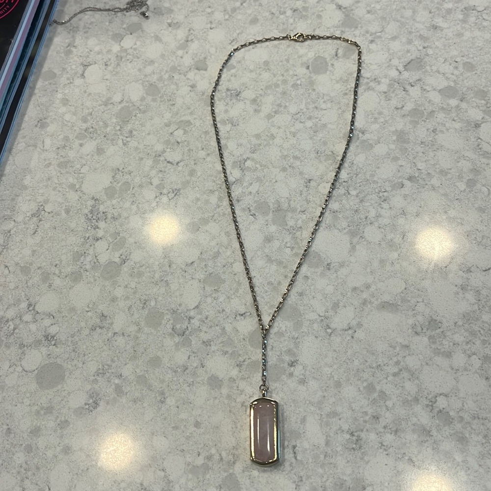 Faux pink stone and gold necklace